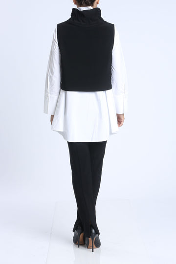 Black High Stand Neck Crop Top